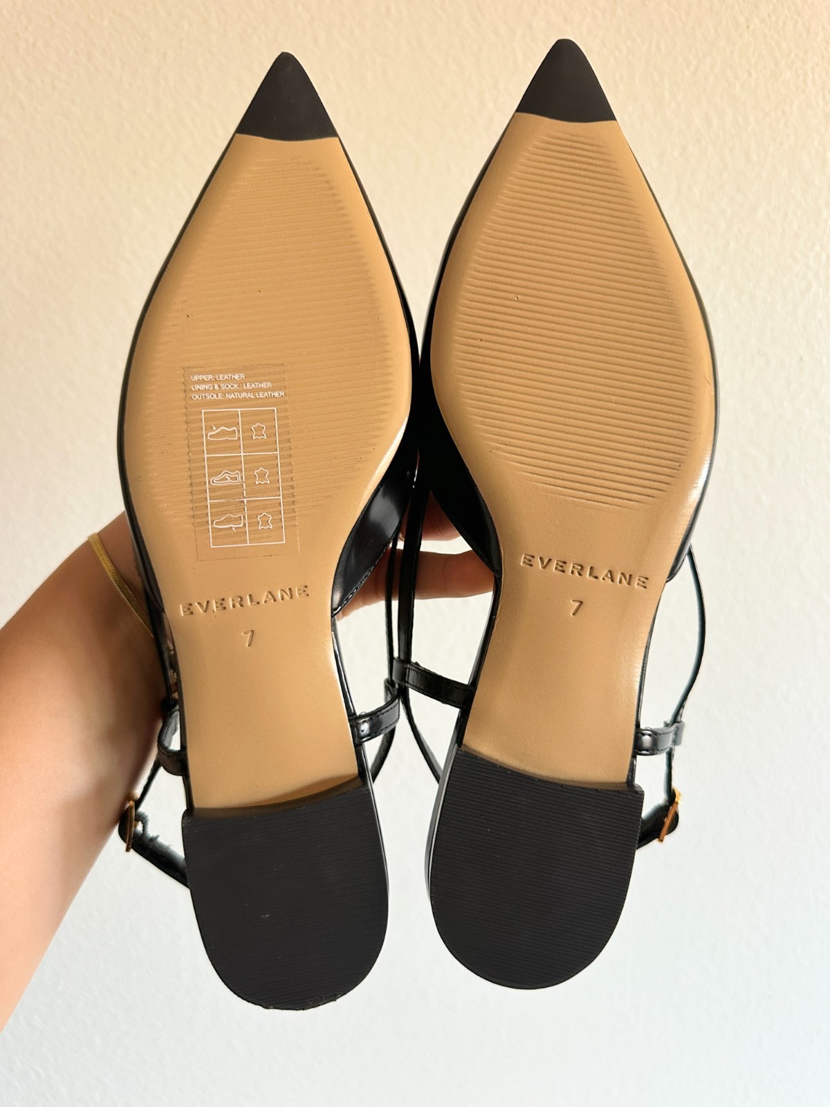 NEW Everlane The Studio Slingback Flat in Black Leather Career Workwear Womens 7