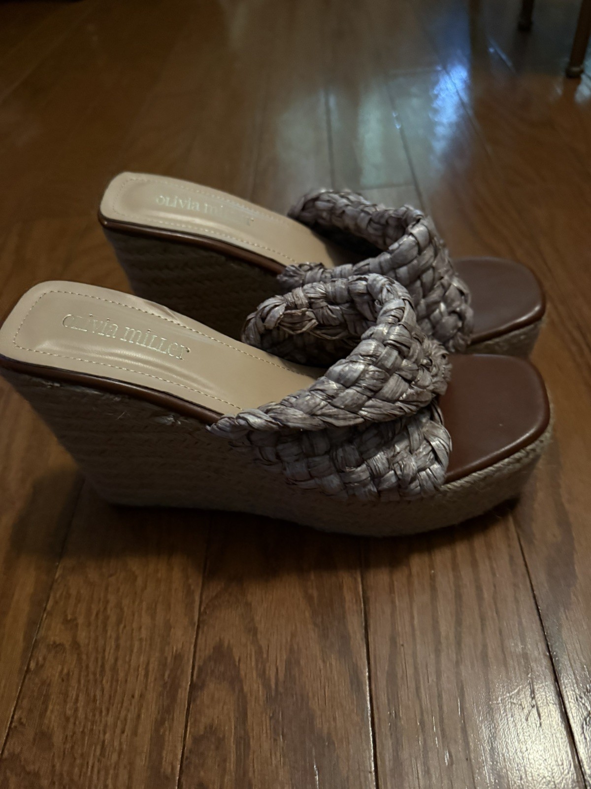 OLIVIA MILLER Women’s Irma Espadrille Wedge Sandals Shoes In Brown Size 8