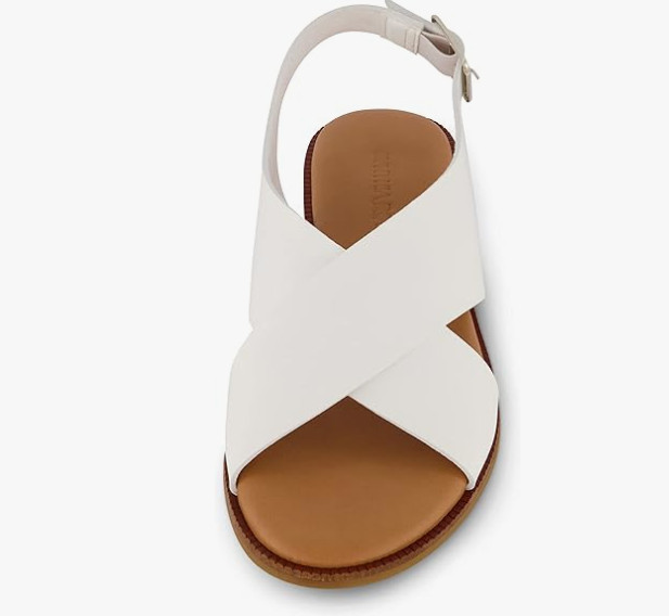 CUSHIONAIRE Women’s Lake Cross Band Sandal +Memory Foam, White – NEW
