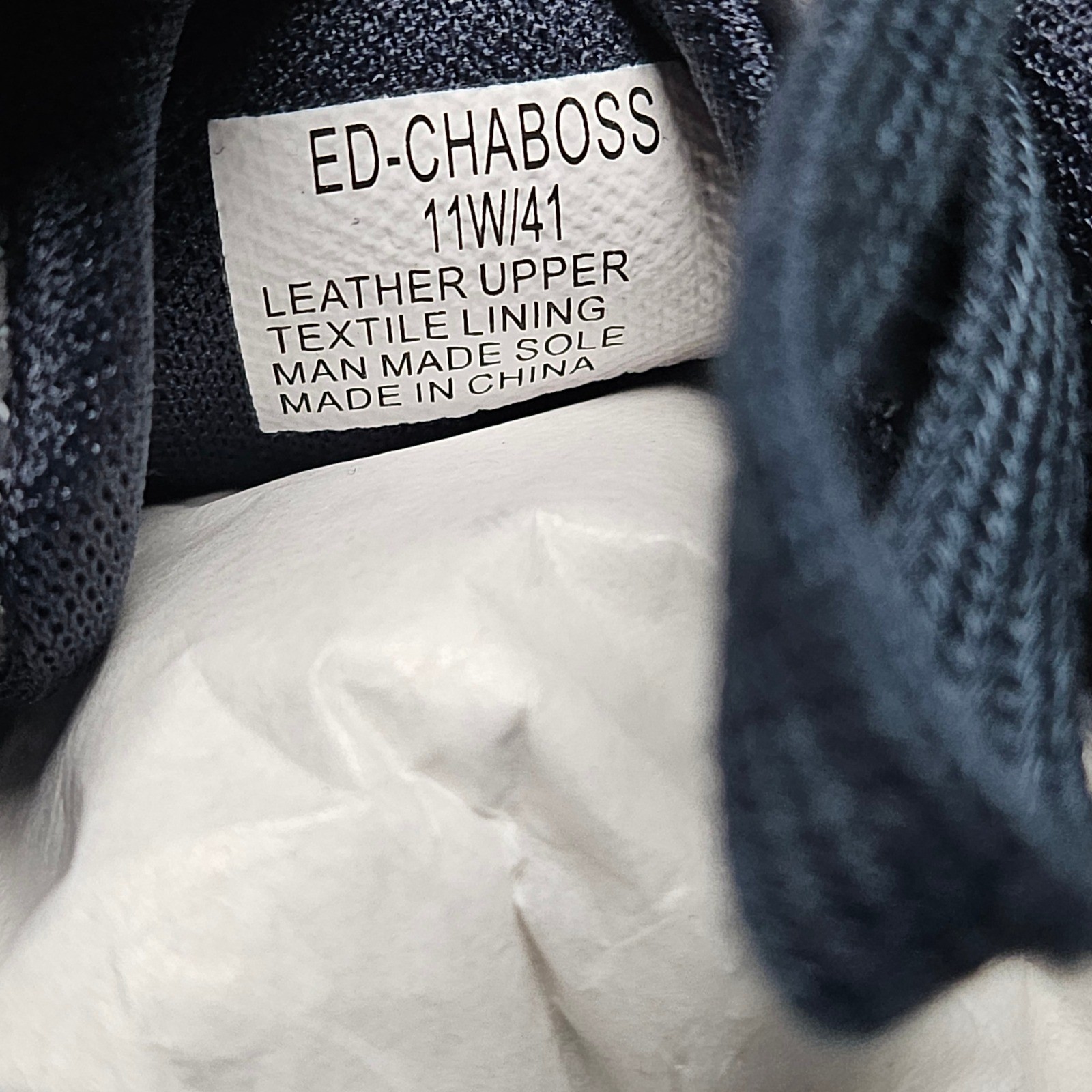 ED Ellen DeGeneres Chaboss Navy Blue Leather Embossed Animal Sneakers Womens 11W