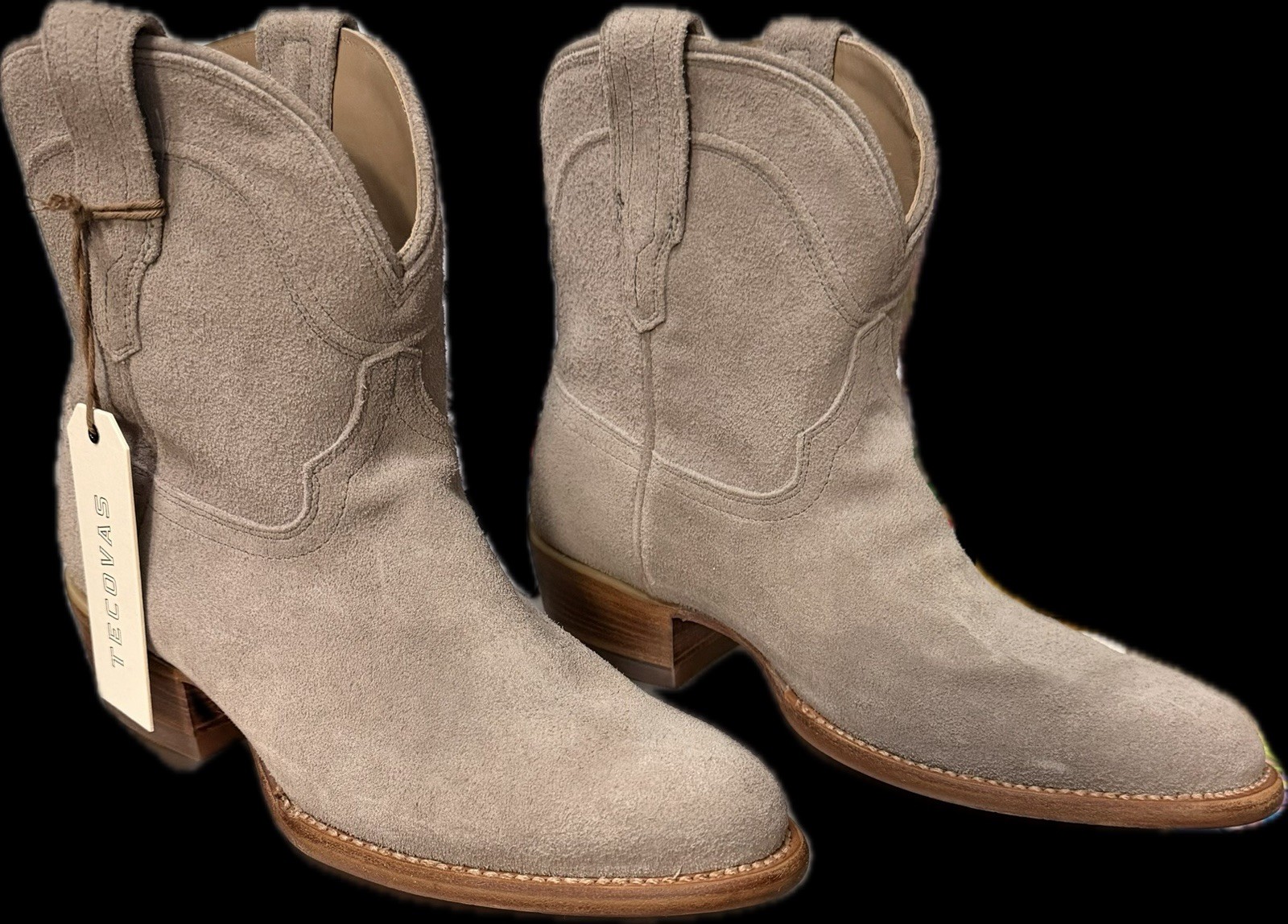 Tecovas The Lucy Sand Suede Calfskin Leather Western Ankle Boots Women’s 9.5 B