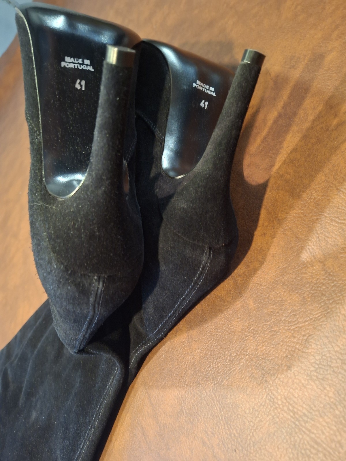 FERNANDO BERLIN CROTCH LEATHER BOOTS BLACK SUEDE 41 UNLINED LEATHER PLUS SIZE