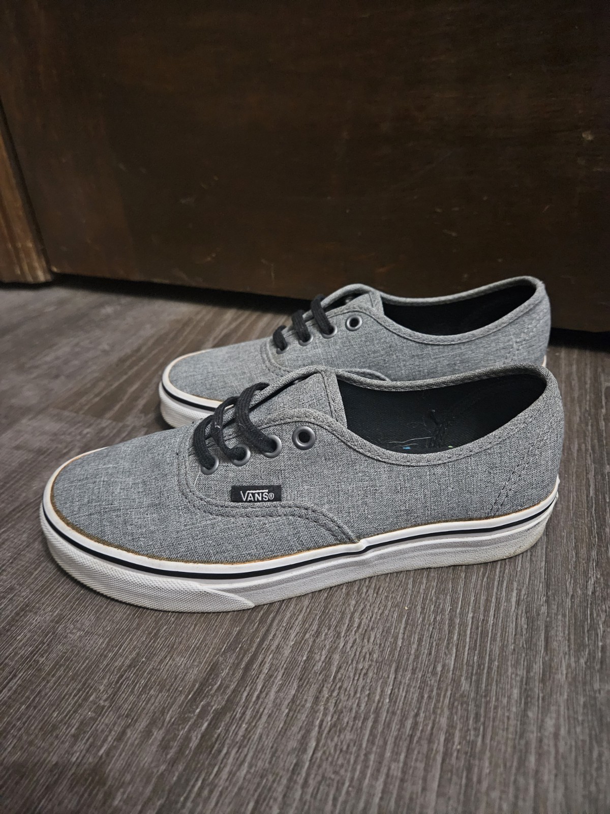 Vans Authentic Lo Pro Gray Chambray Shoes Womens 6 Mens 4.5 TB4R Low Top Sneaker