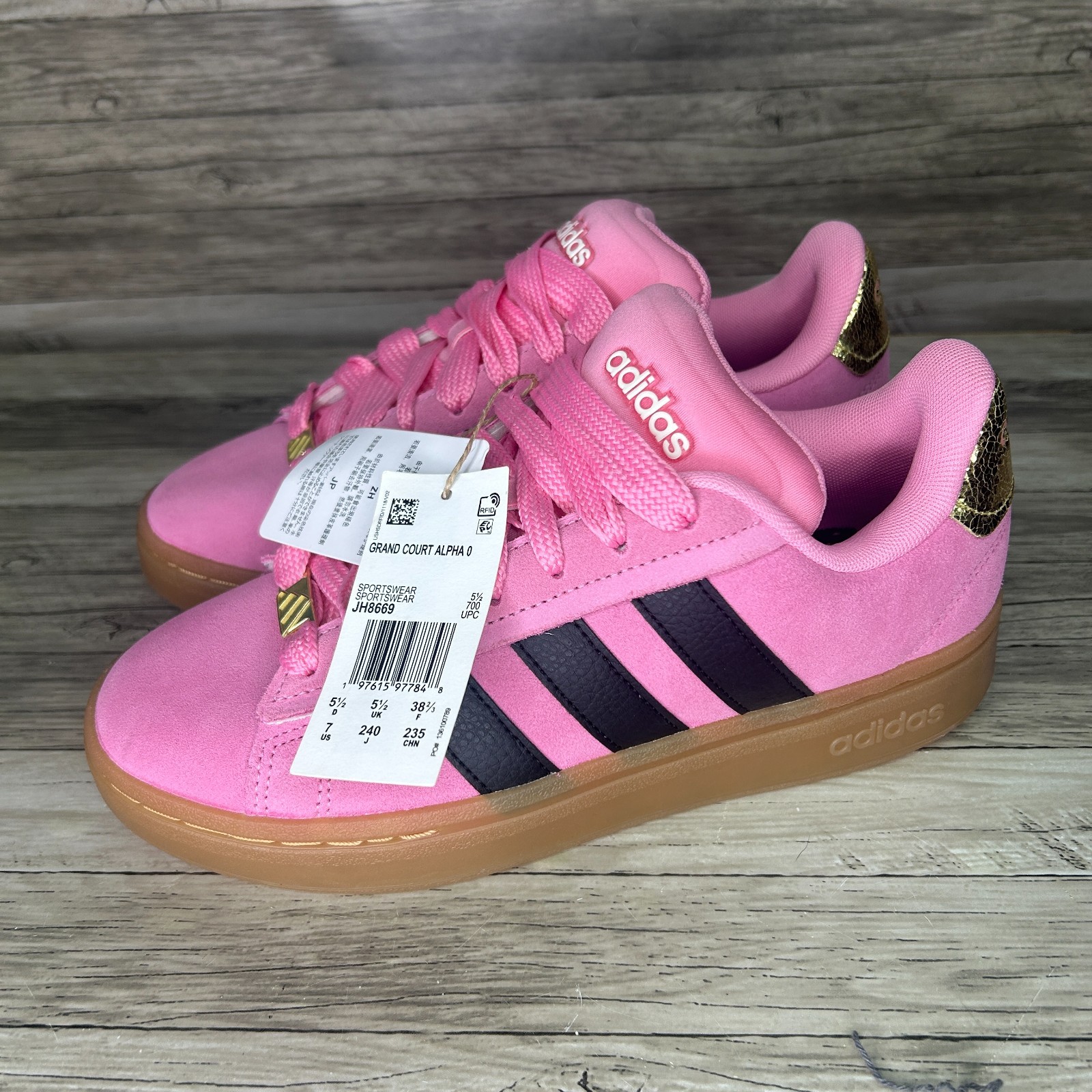 Adidas Grand Court Alpha 00s Bliss Pink Black Gold JH8669 Women Size 7