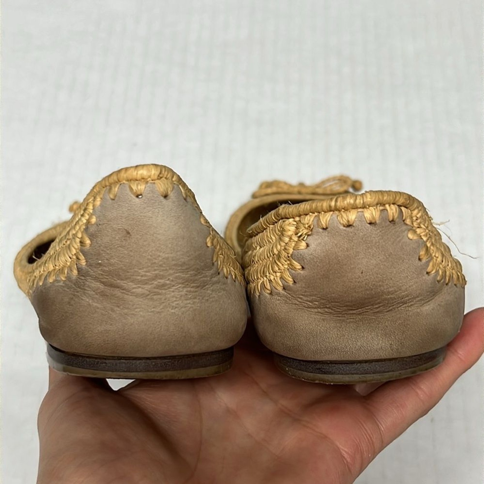 Ferragamo raffia cap toe ballet flats 6.5 coastal resort Balletcore old money