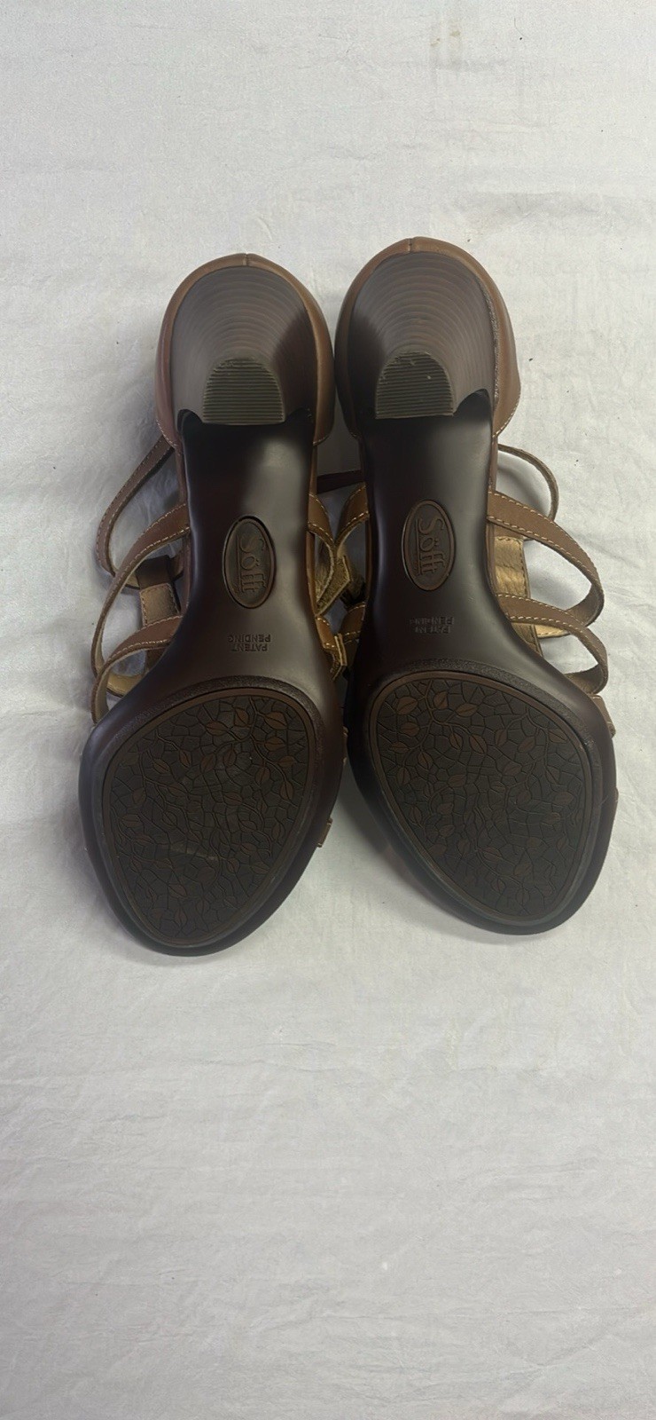 Sofft Brown Leather Strappy Gladiator Wedge Sandals Buckle Womens 7W