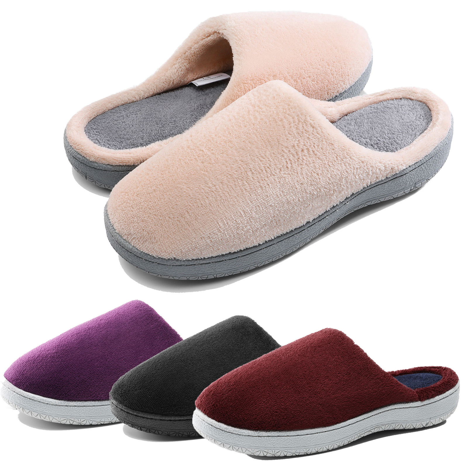DREAM PAIRS Womens Faux Fur Lined Memory Foam Comfort Slip On House Slippers