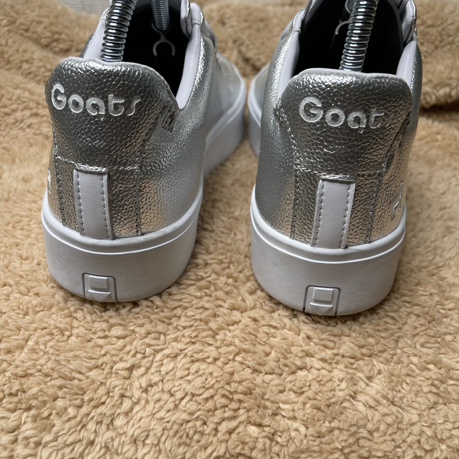 Goats Silver Metallic Platform Sneakers Women Size 4 Leather Upper