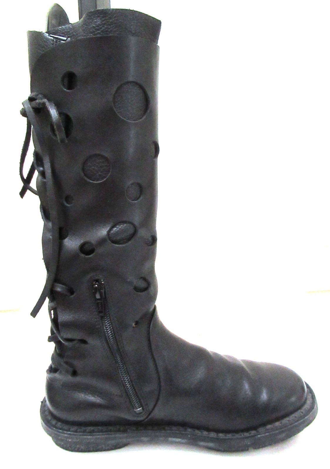 From Germany: TRIPPEN Black Leather Tall Boots w/Round Perforations, 37 (6 1/2)