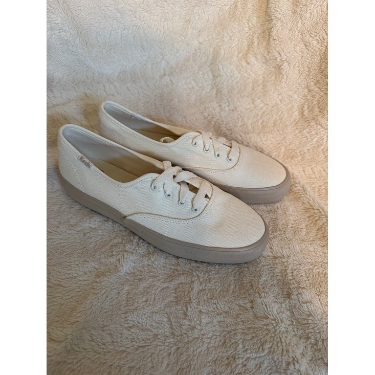 Keds Jump Kick Canvas Sneakers Cream Tan Low Top Lace Up WF68206 Womens 6.5
