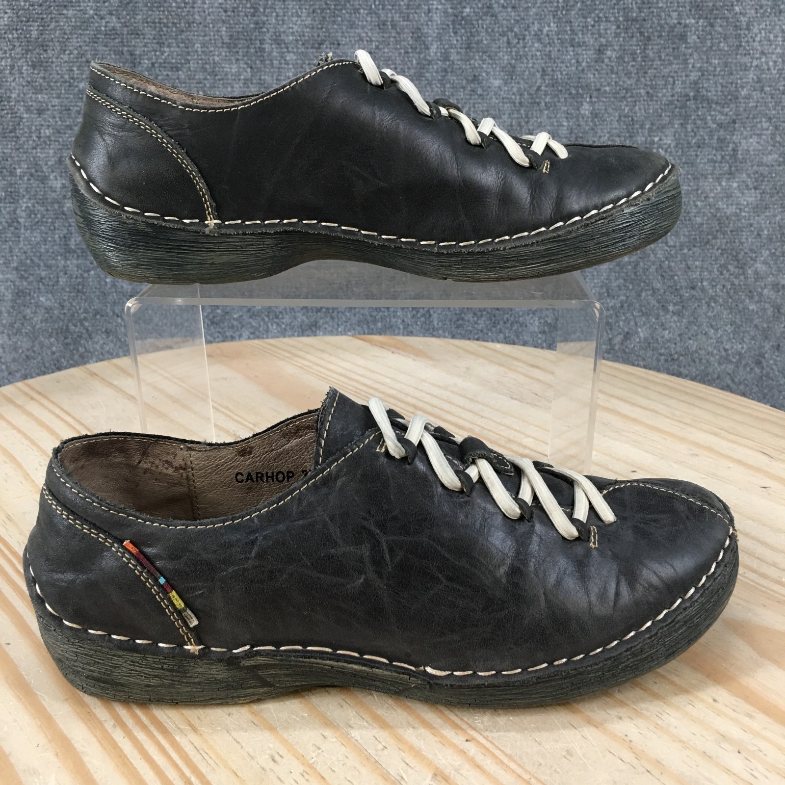 Spring Step Carhop Sneaker Shoes Womens 37 Lace Up Casual Low Leather Black