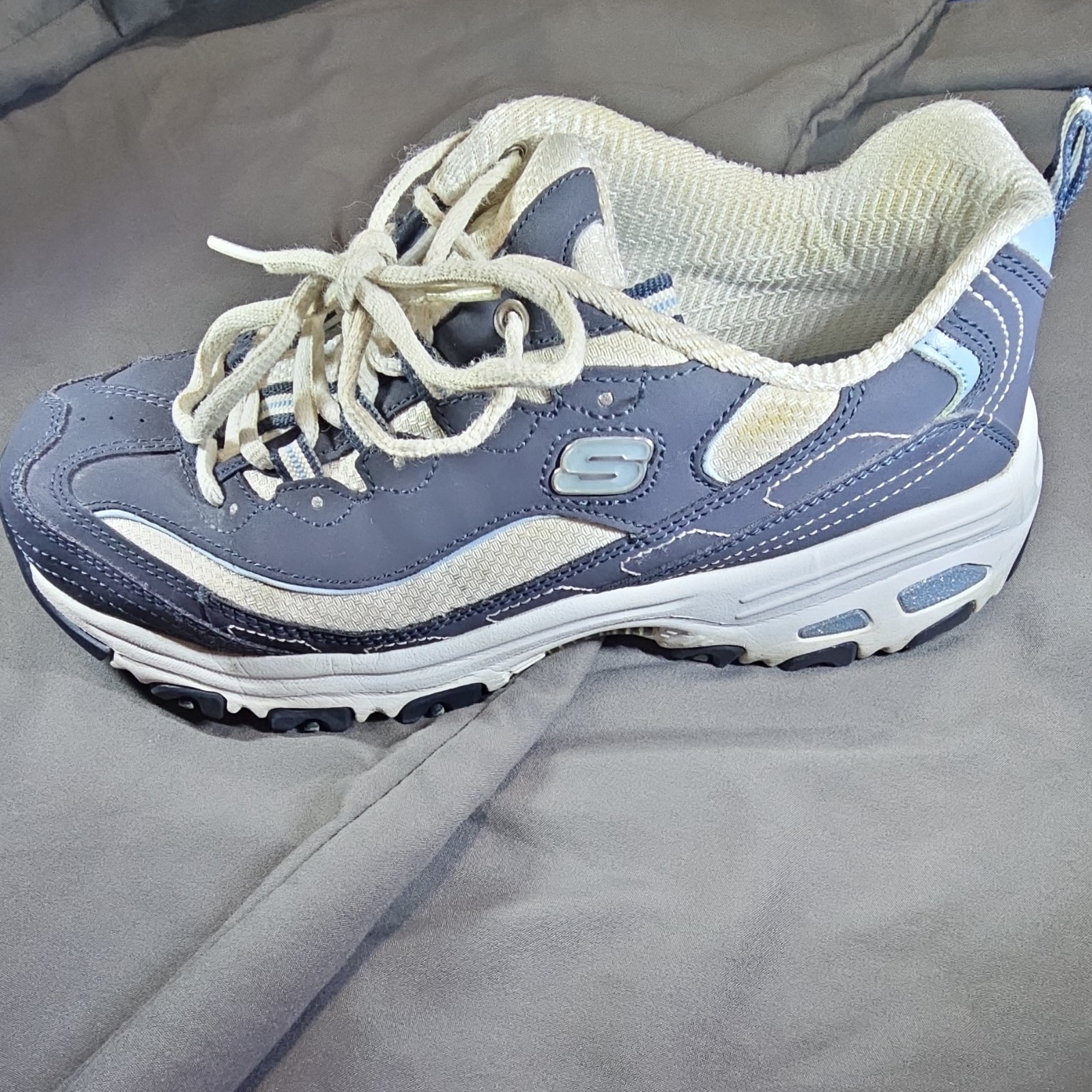 SKECHERS D’Lites Blue White Leather Synthetic Lace Up Sneakers 11930EW
