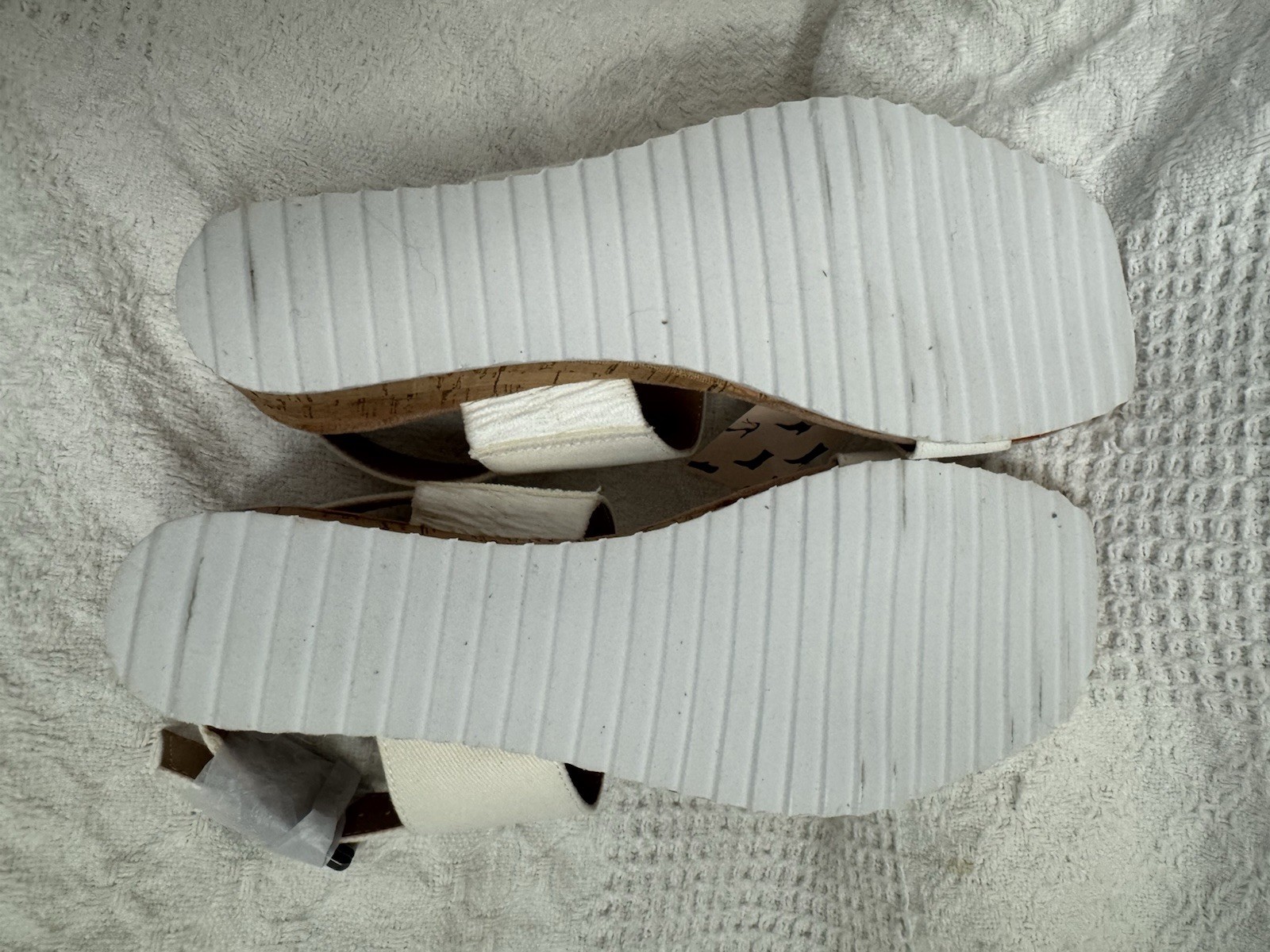 MySoft Women’s Cork Wedge Sandals 2″ Low Heel Open Toe Ankle Strap Size 7 White