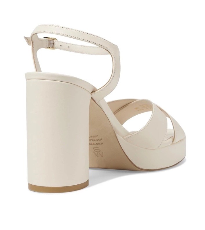 STUART WEITZMAN Dayna Platform Cream Leather Sandal Women Size 8.5 US
