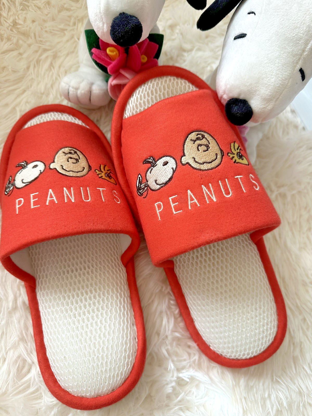 Peanuts Snoopy House Slippers Unisex M/L US 9-10 Cozy Indoor Shoes Japan