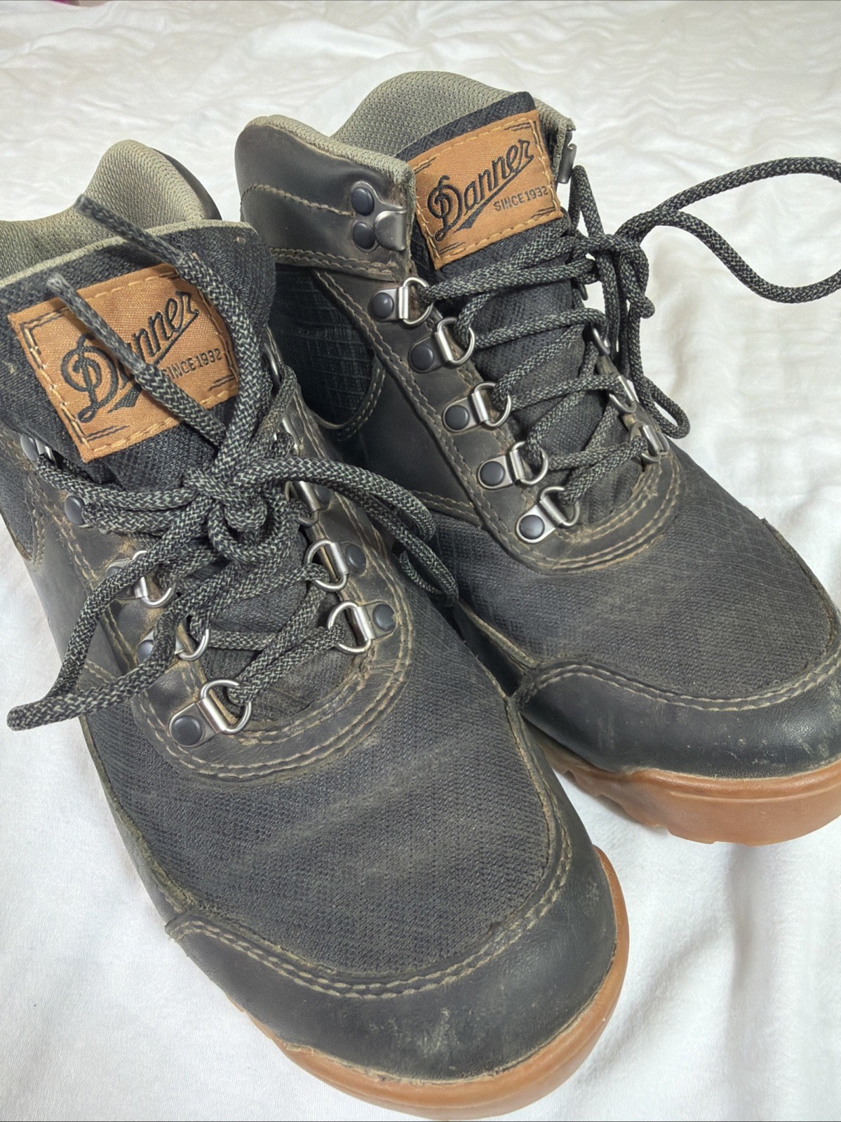 Danner Jag Mid Night Boots Womens 7 Black Leather/Mesh Hiking Trail Waterproof
