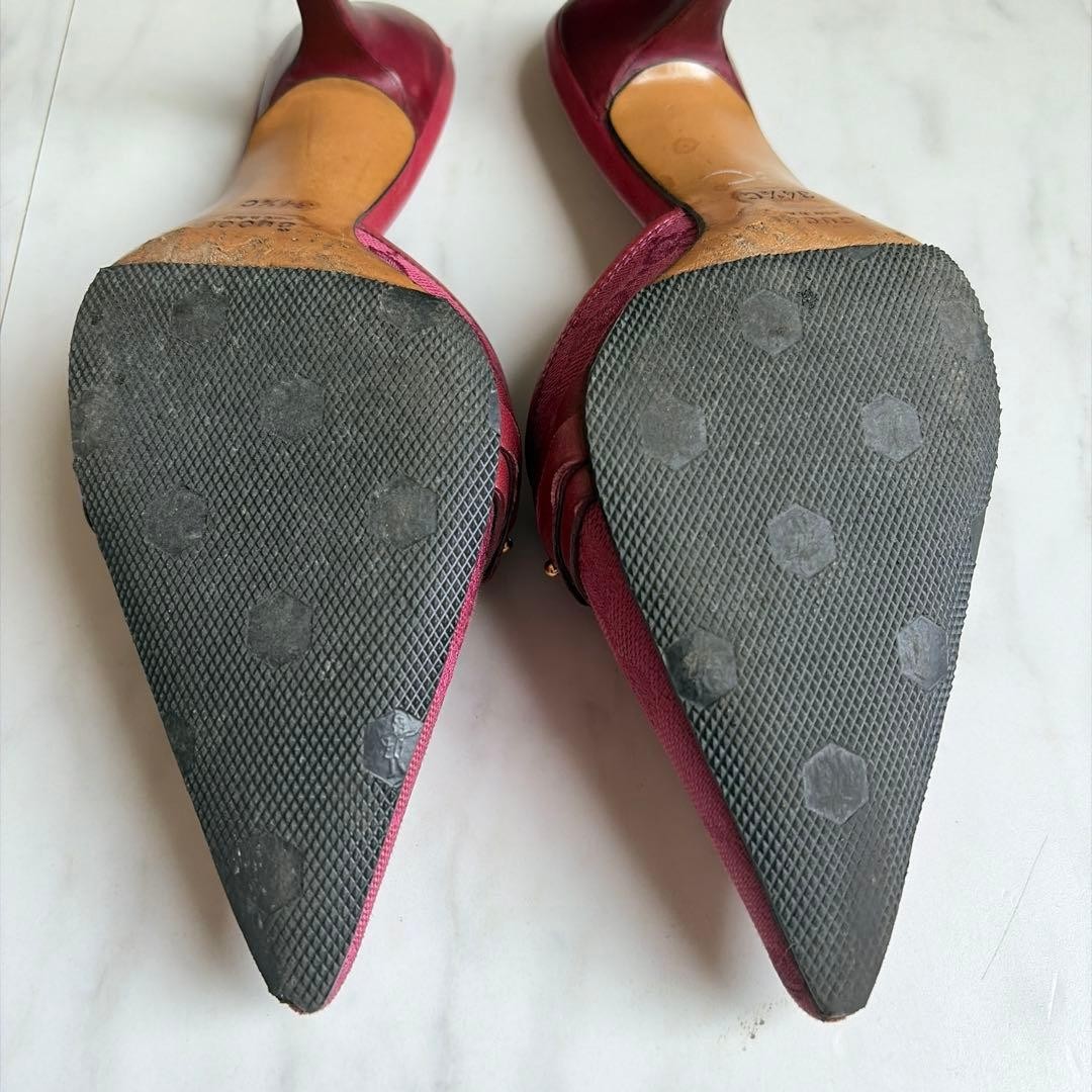 Gucci GG Pattern Mule Sandals Size 34H Pink Canvas Leather Rare