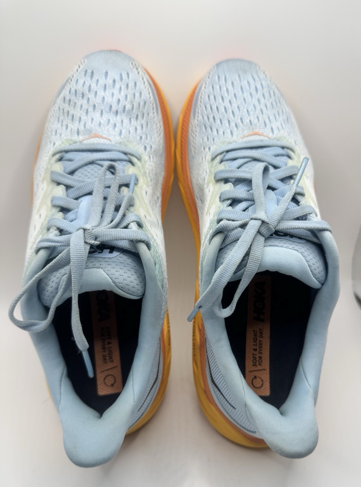 HOKA Clifton 8 Women’s Running Shoes L. Blue Orange Yellow Sneakers Size 7B US