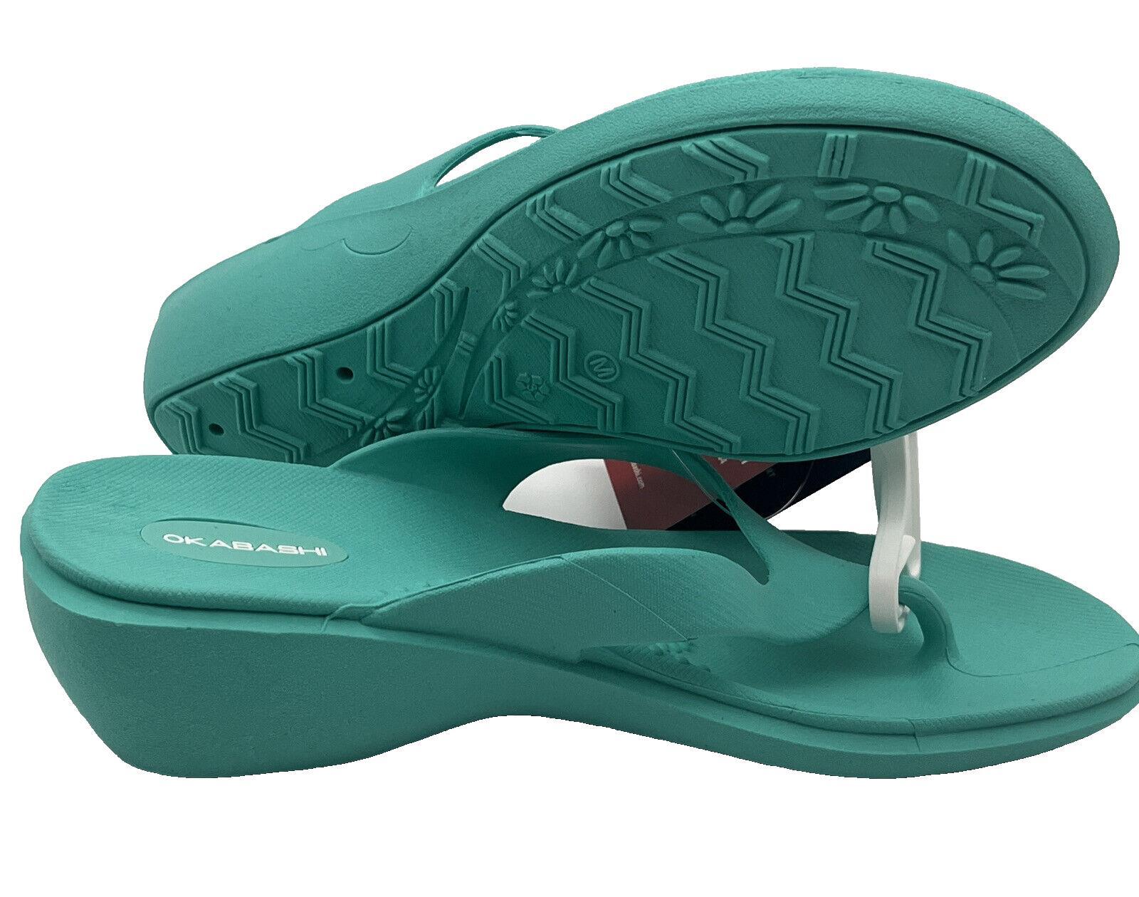 Okabashi Women’s Size M 6.5-7.5 Flip Flops Sea Glass Green Sandals USA