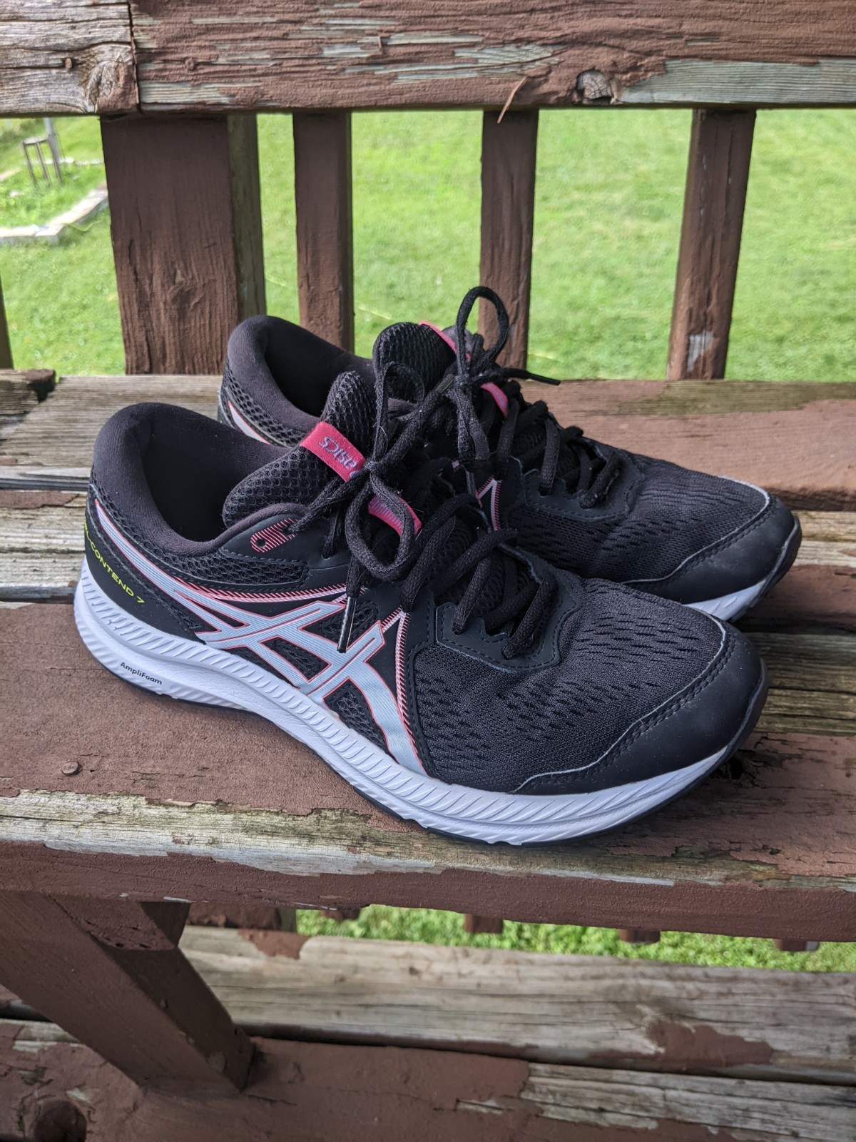 Asics Gel Contend 7 Women’s Black Pink Running Shoe sz 11 Pre Owned