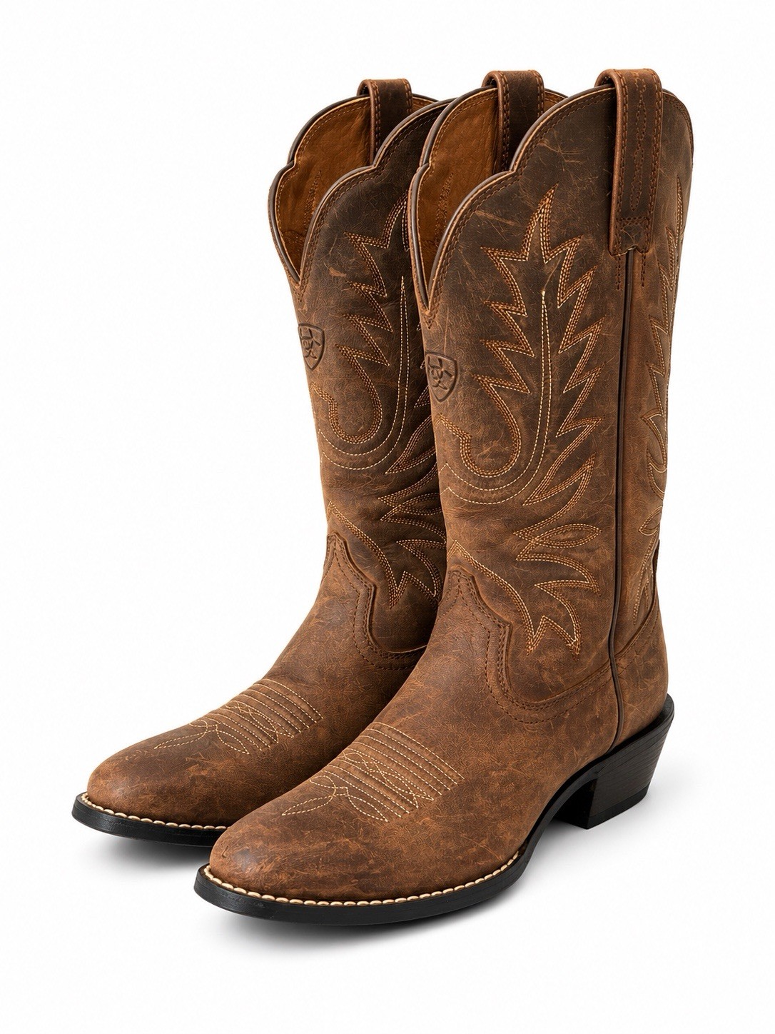 Ariat Heritage R Toe Western Boots Women’s 6B Distressed Brown Leather 10001021