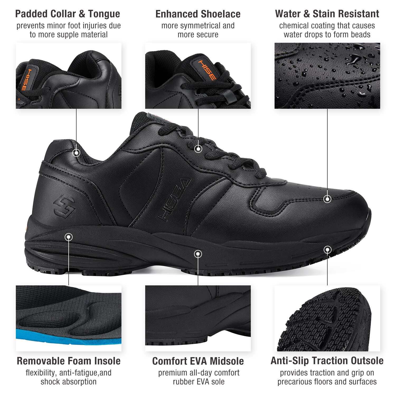 HISEA Women Kitchen Non-Slip Working Shoes Oil-Resistant Food Service Chef Shoes