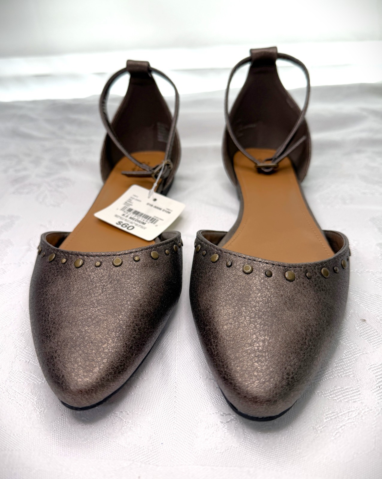 Ana Darell Bronze Pointed Closed Toe Ballet Flats Women’s 9.5 Medium