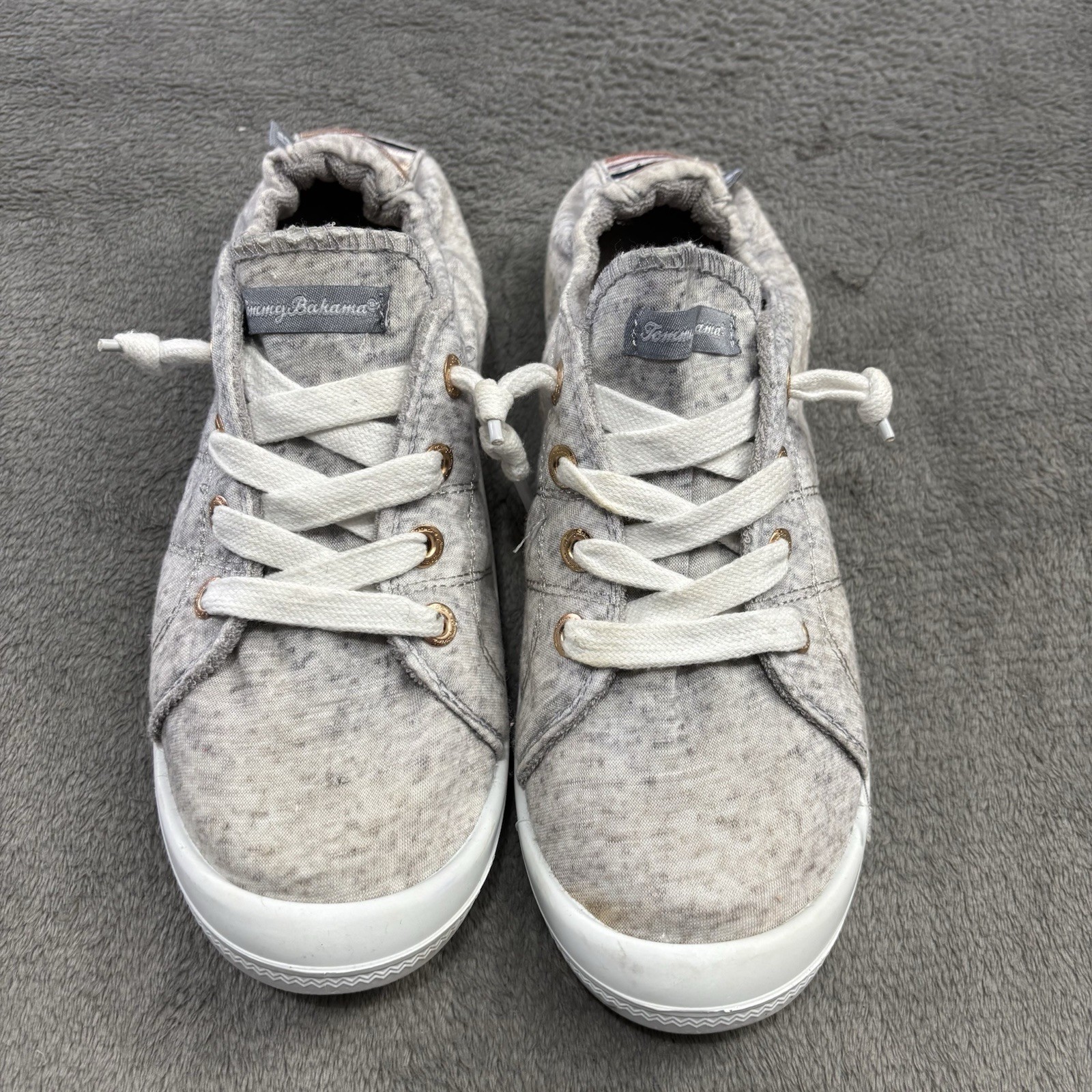 Tommy Bahama Shoes Womens 9.5 Grey Canvas Slip-on No Tie Sneakers Memory Foam