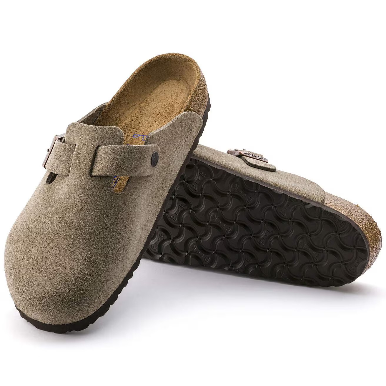 Birkenstock Boston Soft Footbed Suede Leather Clog Taupe Unisex EU 37-45