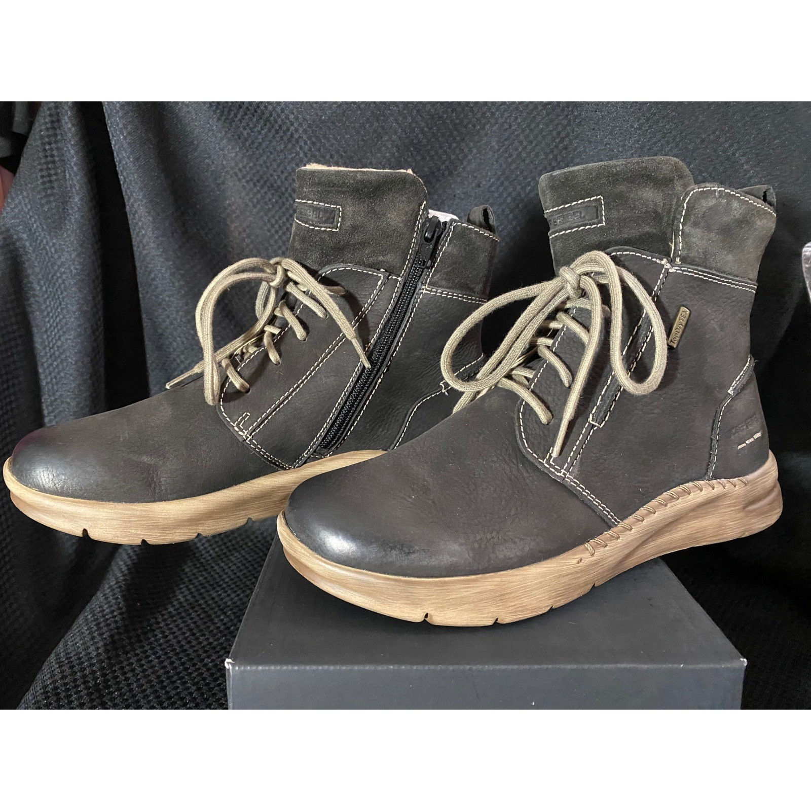 Josef Seibel Conny 53 Titan Grey Leather Waterproof Boots EU 37 NEW