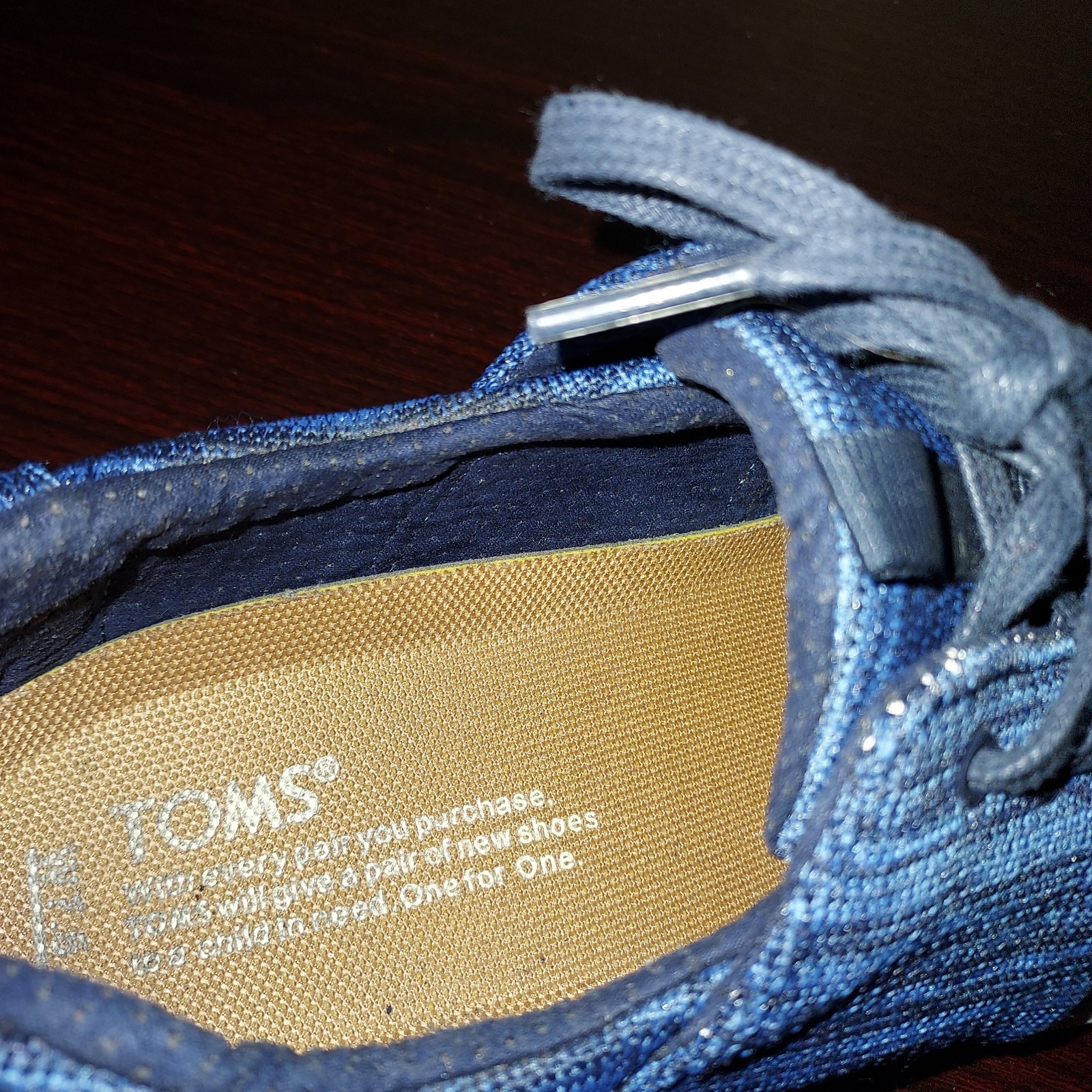 TOMS Women’s Sneakers 7.5M Lace Up Canvas Del Rey Comfort Walking Shoes Blue