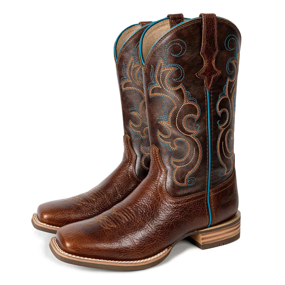 PLT203601 Women’s Western Cowgirl Boots – Full Grain Leather, Square Toe