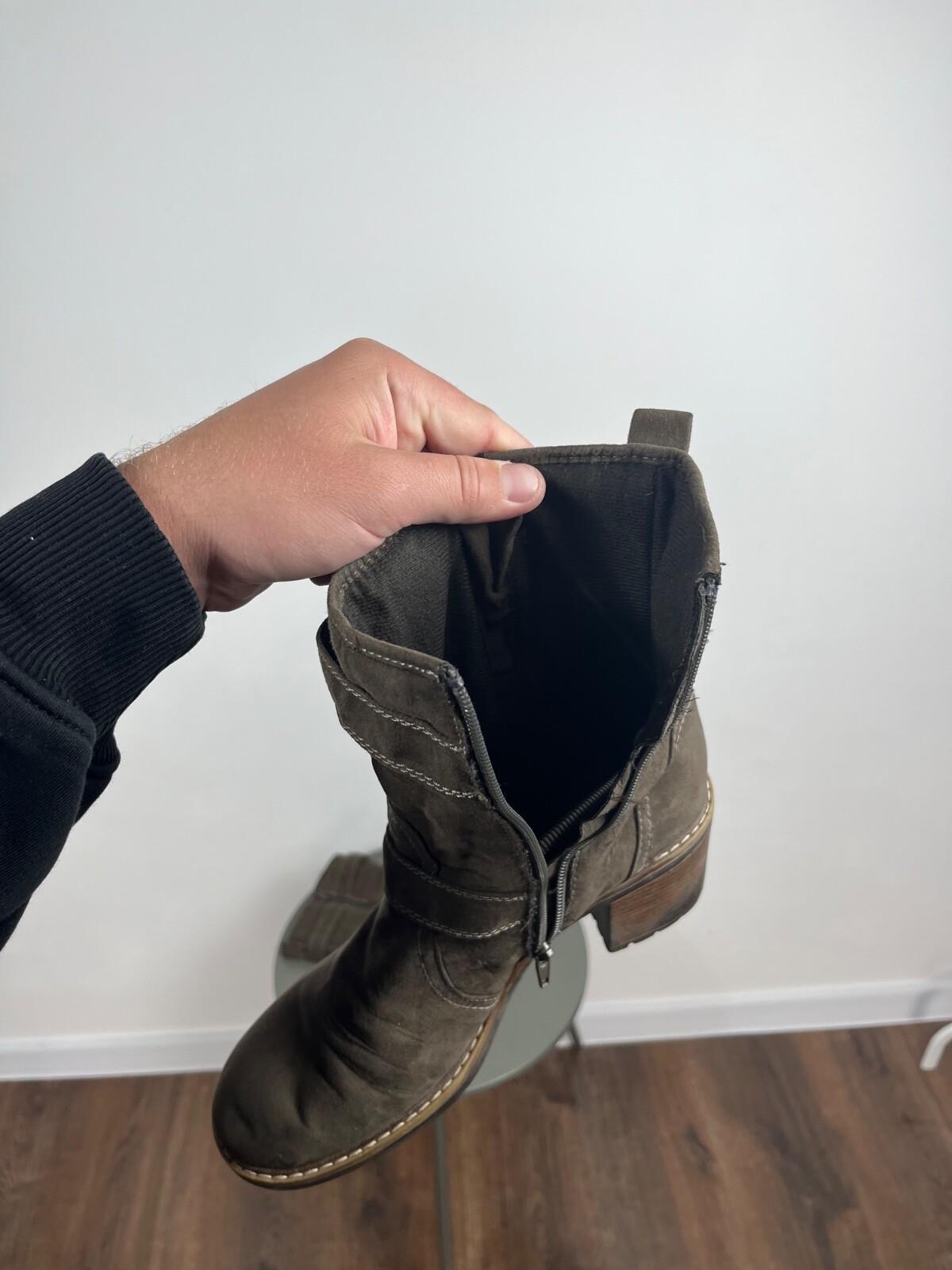 Avant-Garde Heeled Leather Ankle Boots with Zippers and Buckle Straps Biker Styl