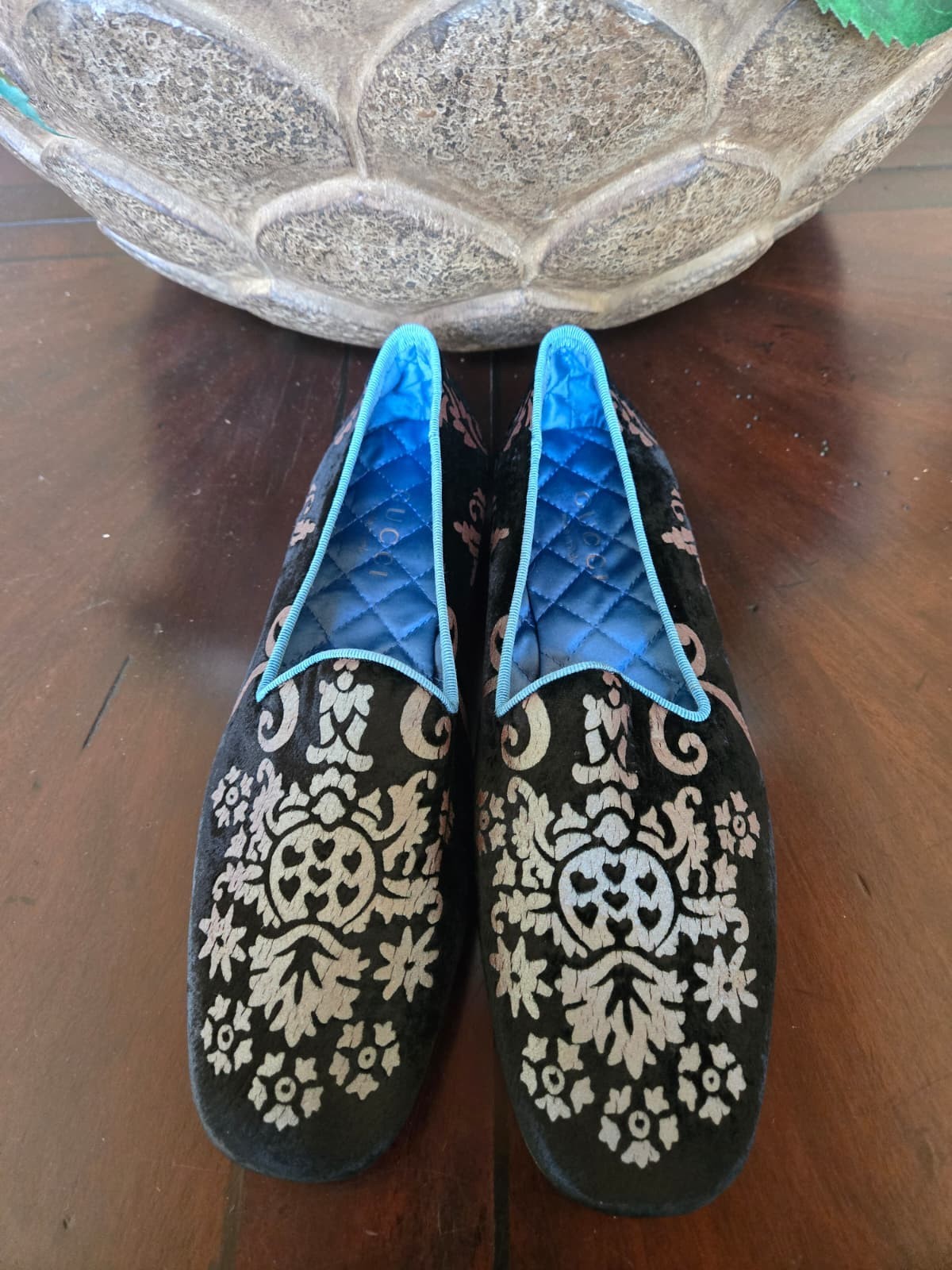 Gucci by Tom Ford Velvet Damask Smoking Slippers SIZE 37C ~ MSRP $1,400