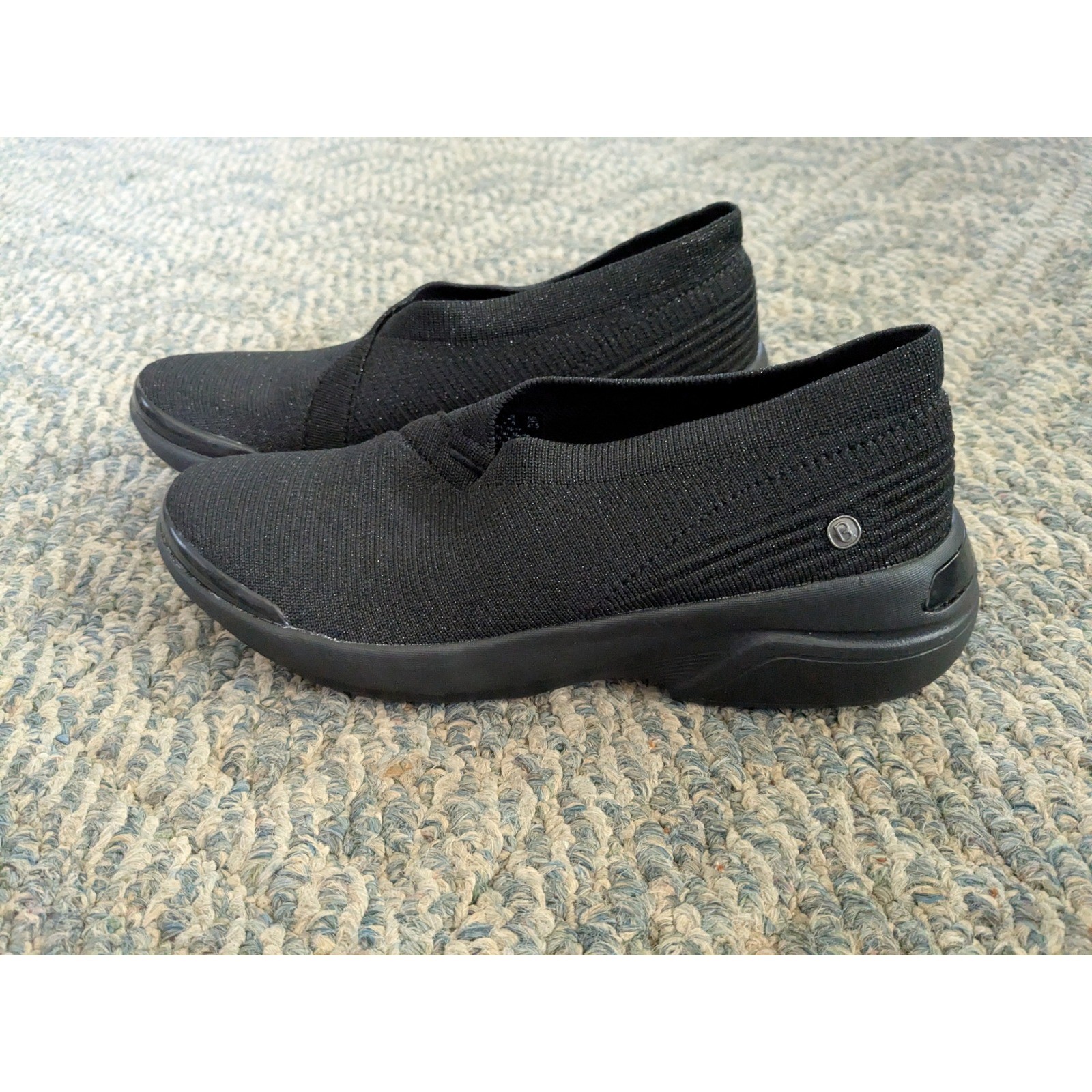 Bzees Outburst Black Shimmer Knit Slip On Sneakers Womens 7.5M Comfort Walking