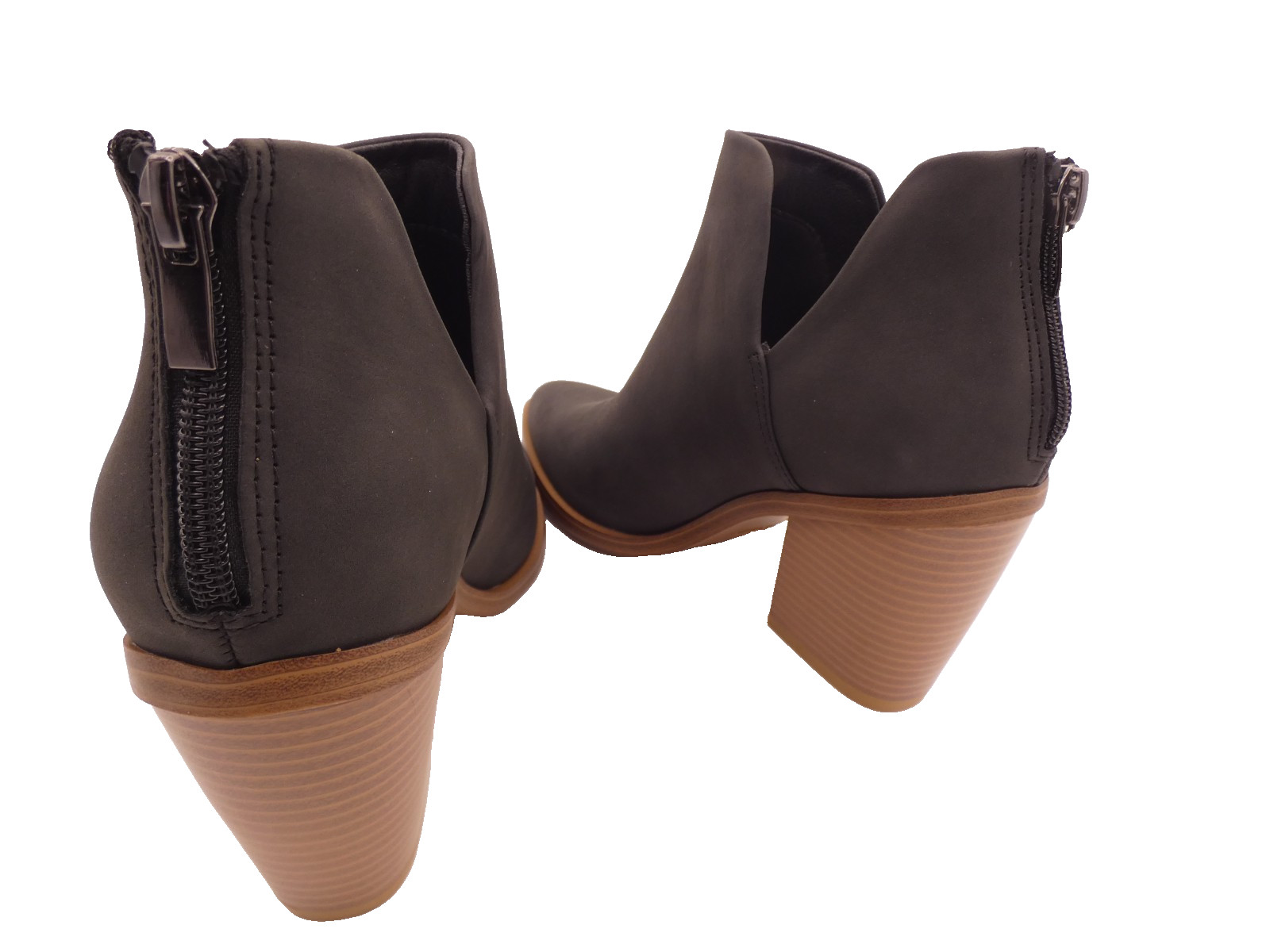 Mysoft Women’s Ankle Boots Slip on Pointed Toe Chunky Stacked Mid Heel 7.5 Gray