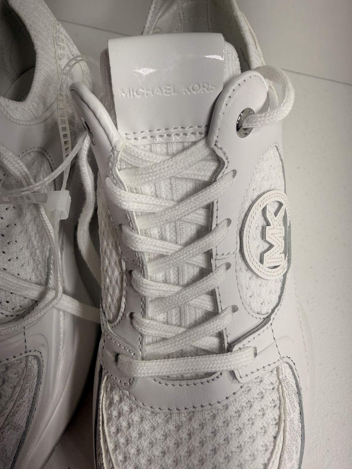 Michael Kors Zuma Knit Trainer Size 7 White MK Logo