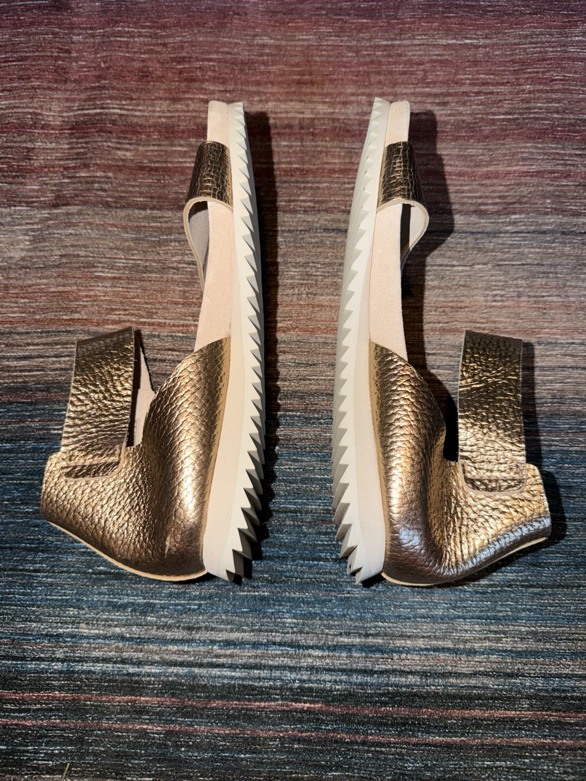 Pedro Garcia Jada Metallic Sandals Pebble Gold Sandals Leather Size 38,8 Womens