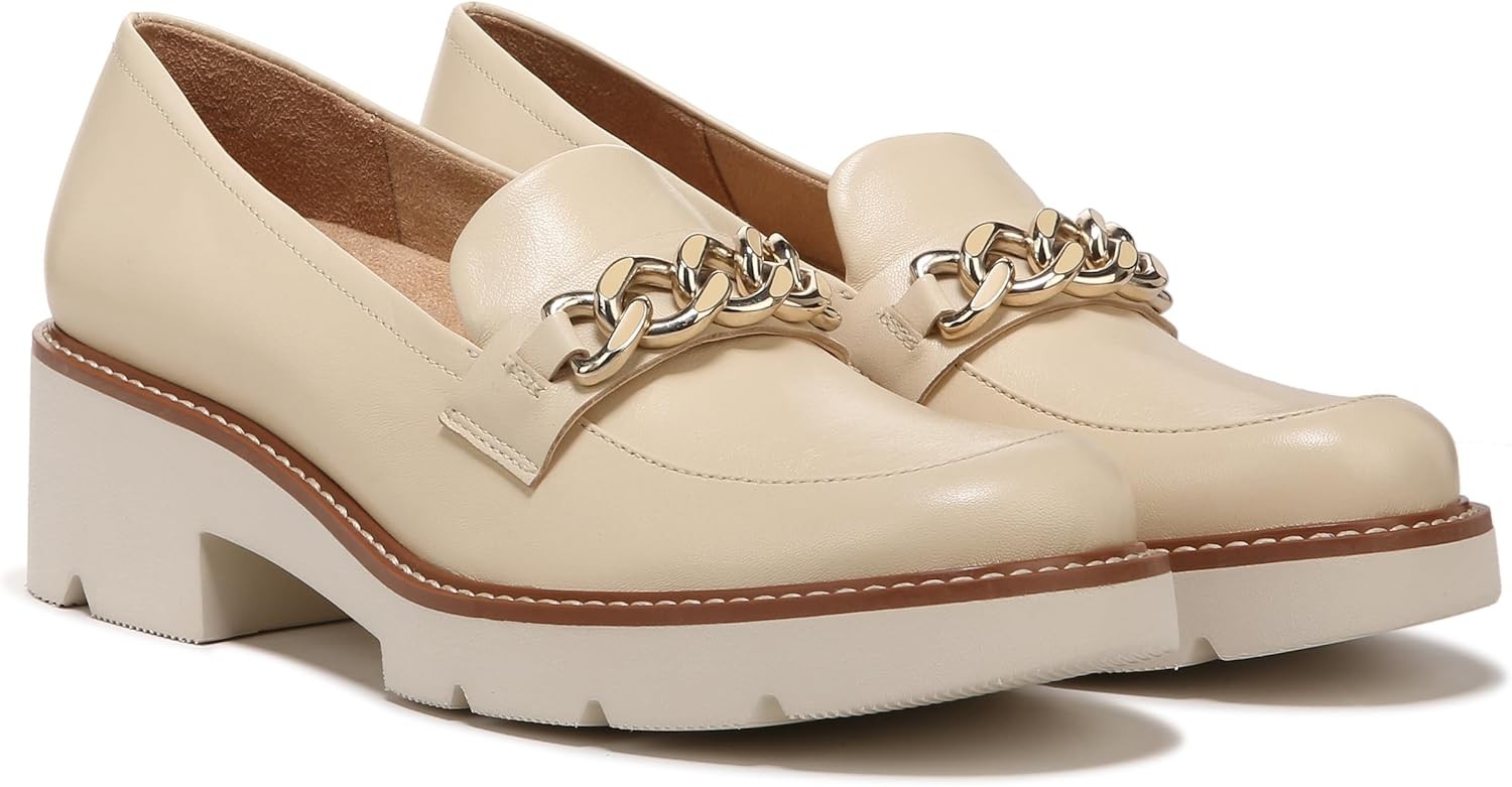 Naturalizer Womens Desi Chain Detail Platform Lug Sole Heeled Loafer
