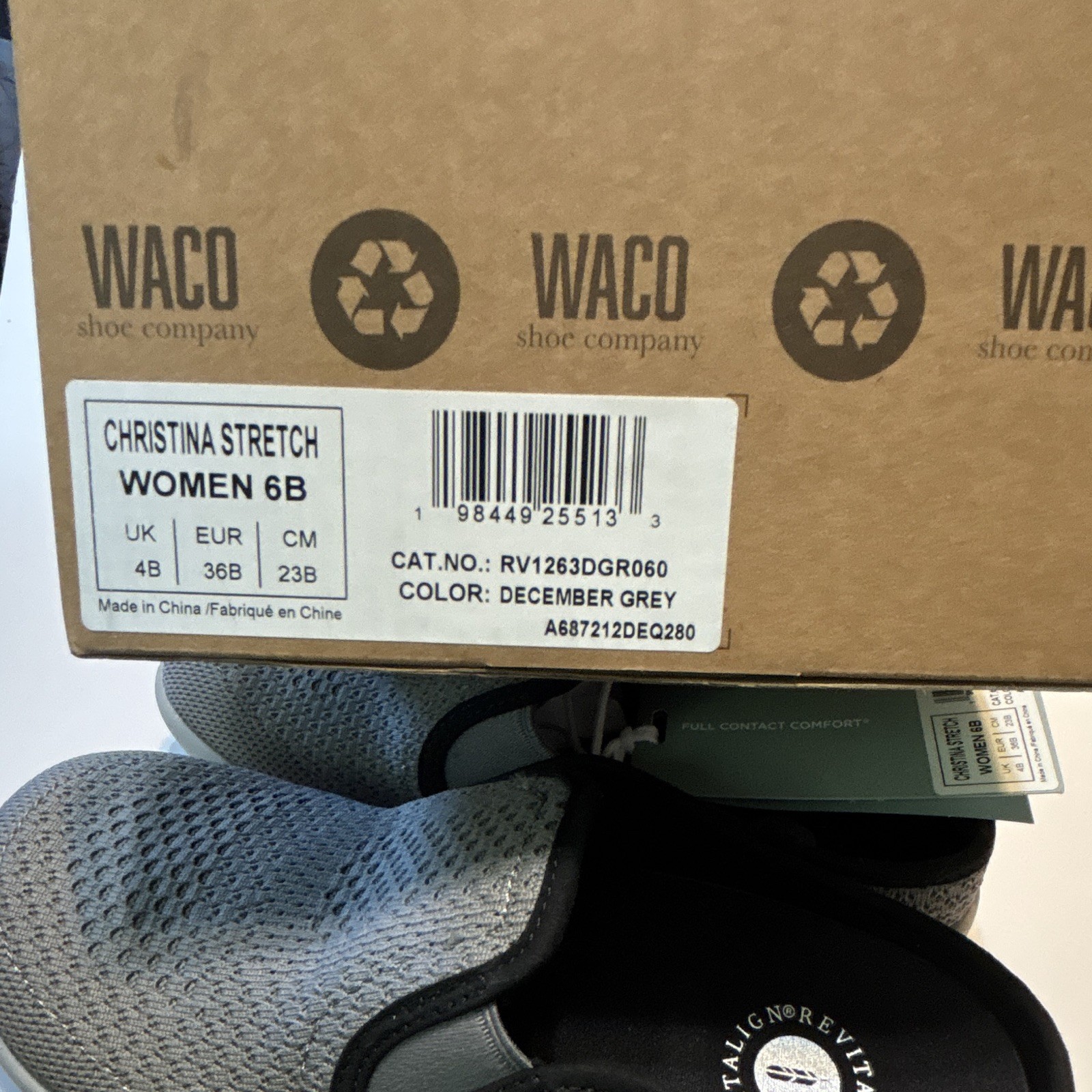WACO Shoe Company Christina Stretch December Grey Slip-On Comfort Shoes 6B