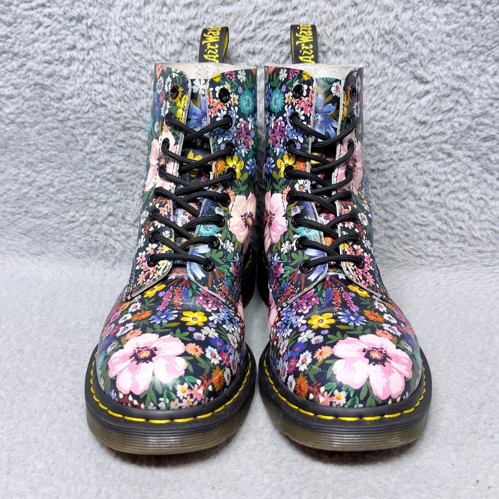 Dr Martens Pascal Wanderlust Womens Size 9 Combat Boots Black Mallow Pink Floral
