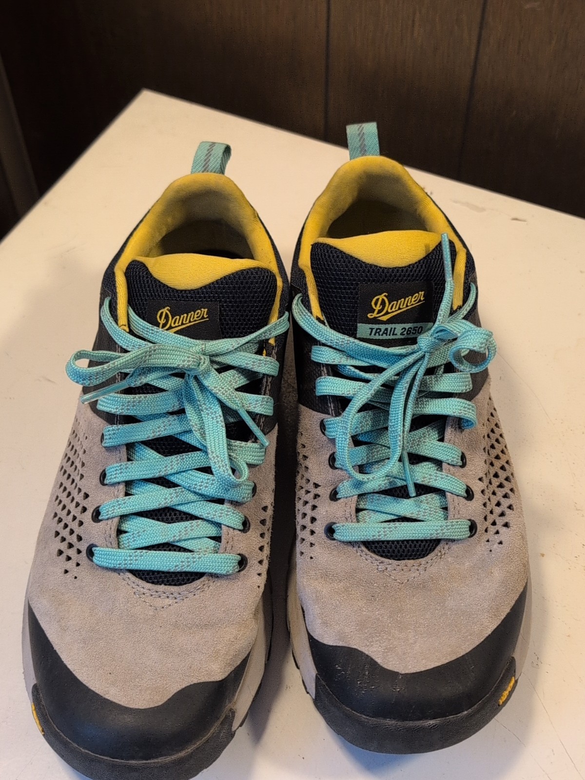 Danner Trail 2650 3” Womens 11 Hiking Shoes Grey Blue Spectra Yellow Vibram