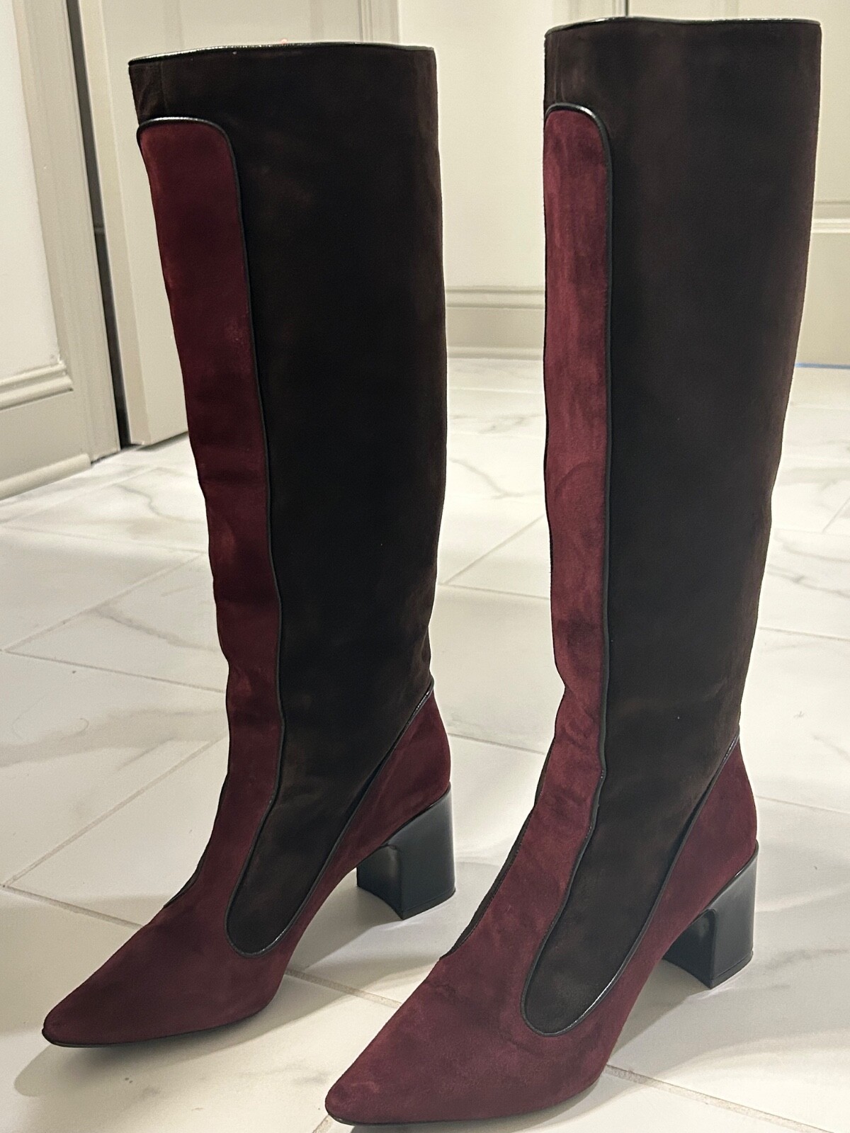 FABRIZIO VITI Vintage Suede Red and Brown Boots sz 38 1/2 (Size 7 1/2 – 8 US)