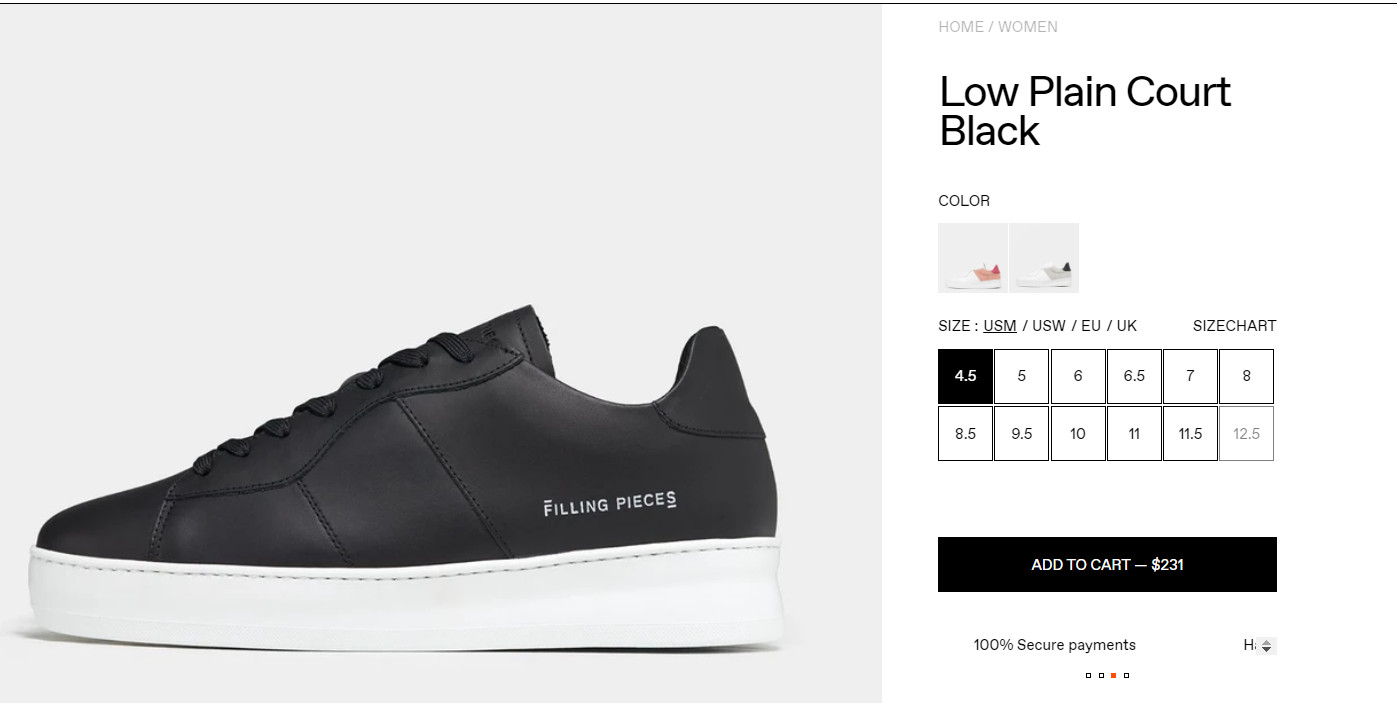 Filling Pieces Womens Low Plain Court Sneakers Casual Comfort Shoes US SIZE 7