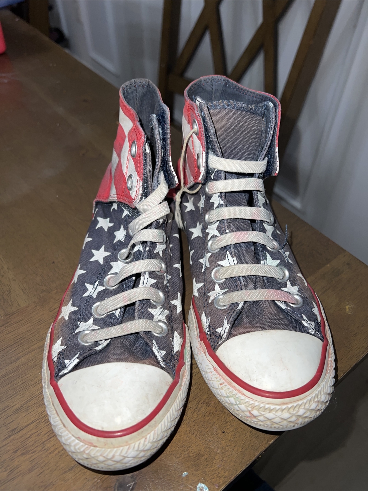 Converse 622366F American Flag Hook And Loop Junior 4 High Top!