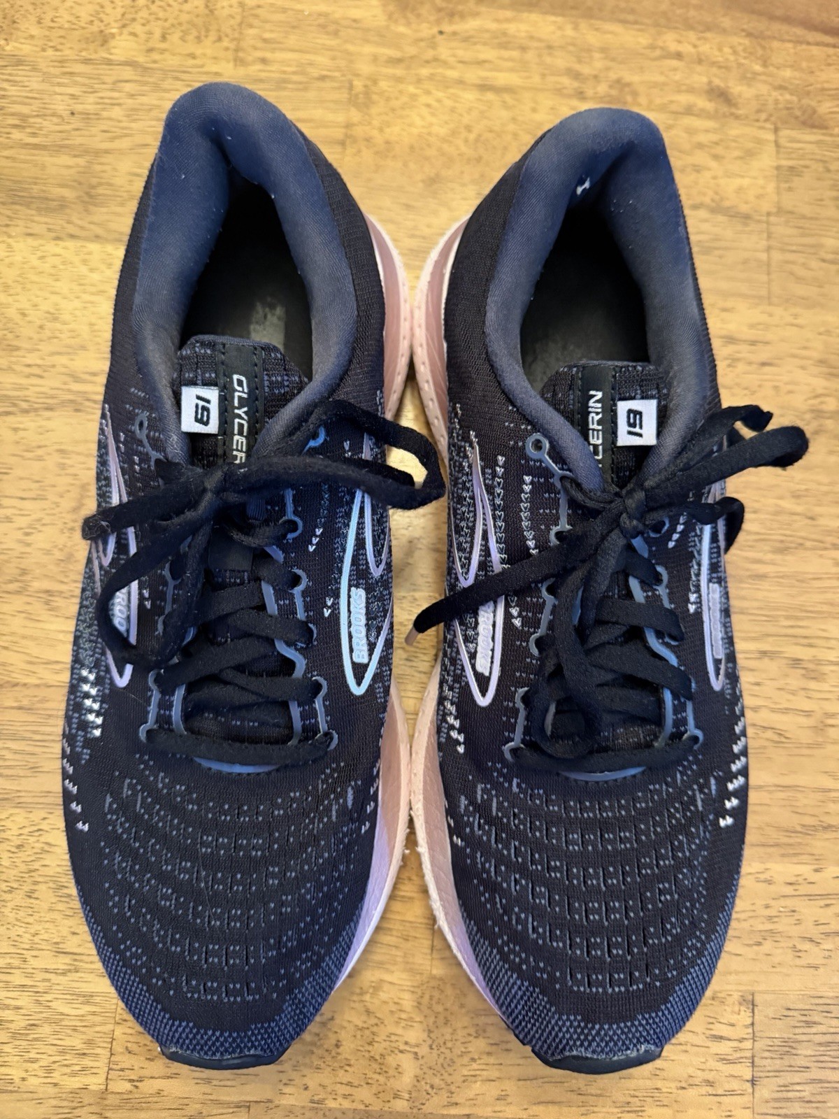 Brooks Womens Glycerin 19 Black/Ombre/Metallic Running Shoes Size 10