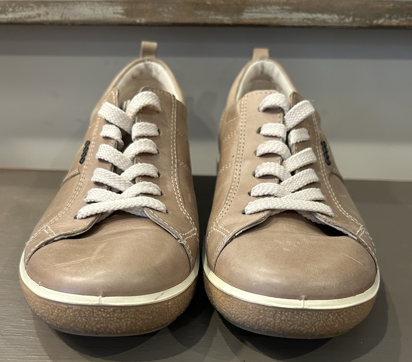 Ecco Shoes Women’s EU 36 US 5-5.5 Tan Brown Leather Breathable Lace Up Sneaker