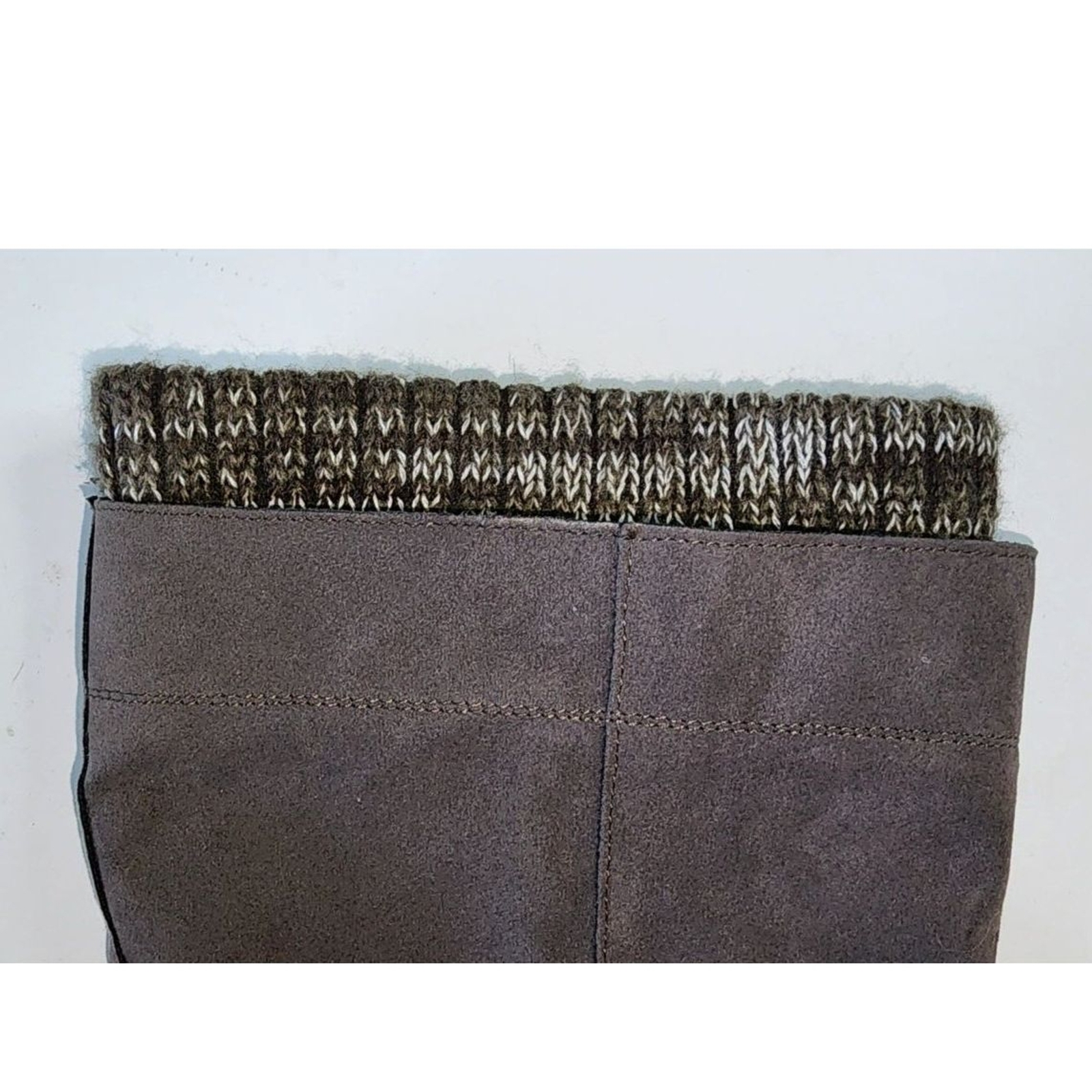 Shoedazzle Brownish Gray Knit Top Hally Buckle Knee High Boots Sz 7.5