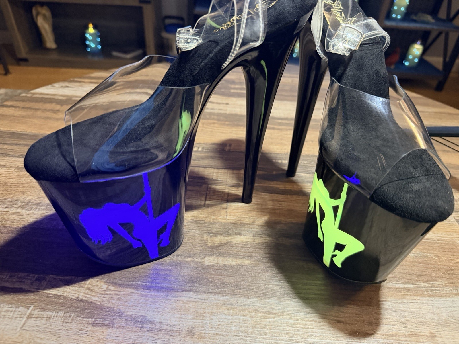 Pleaser Flamingo 808NLSG LED Platform Heels USB Rechargeable US 10 NWB