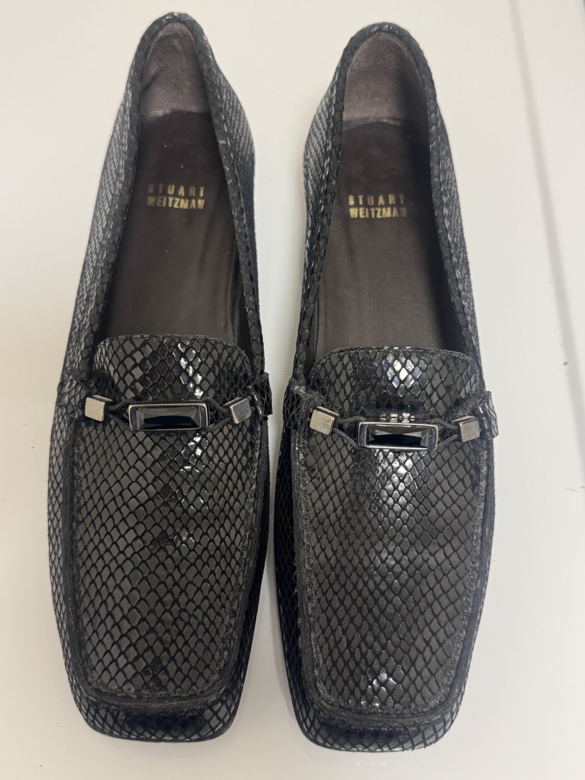 Stuart Weitzman Snakeskin Loafers 10 N